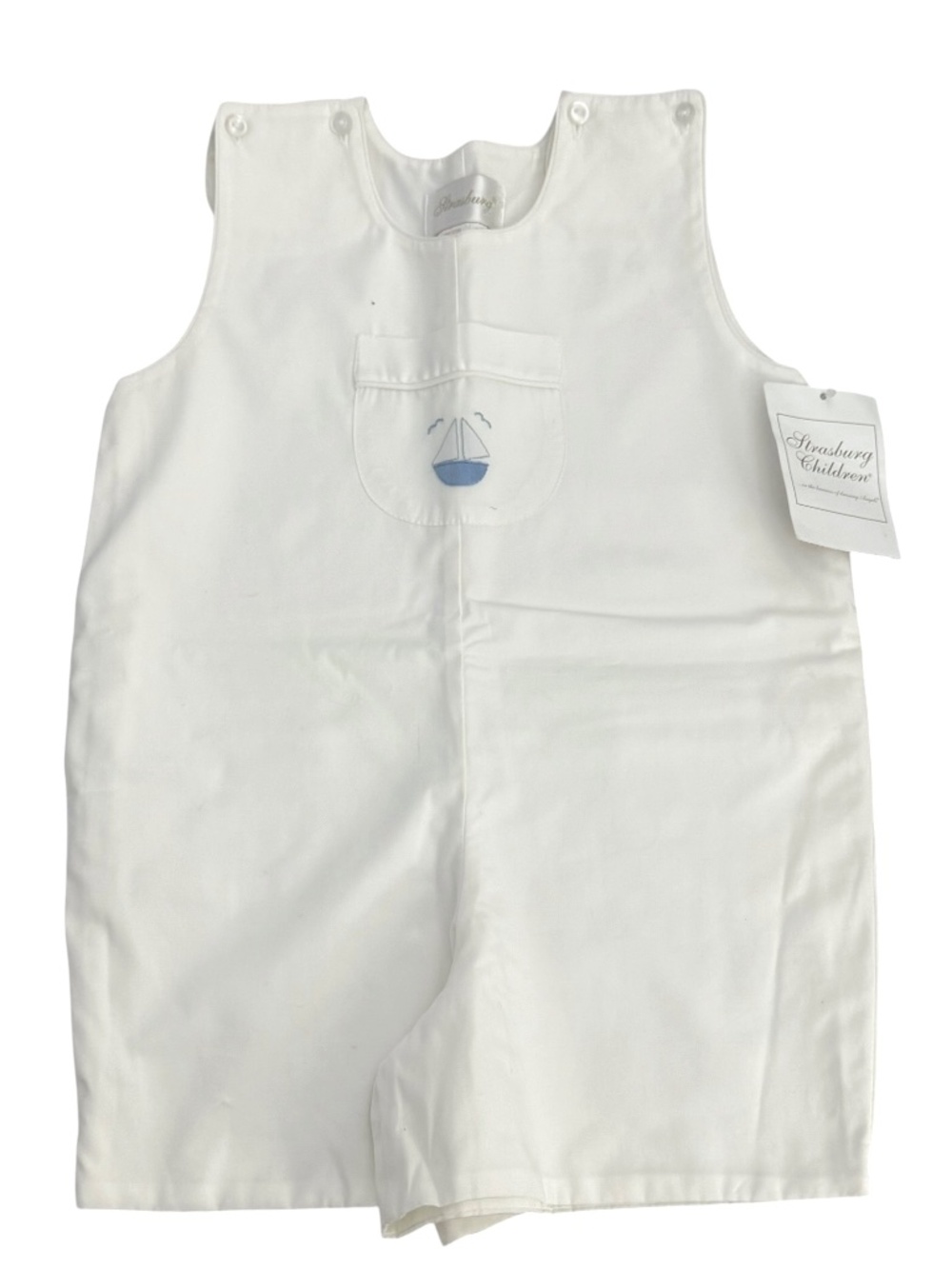 NWT Strasburg 1 pc Jon Jon Sailboat emblem Pocket Boys 3T